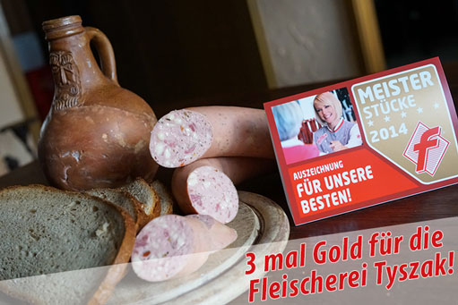 Fleischerei Tyszak holt 3 mal Gold beim deutschen Fleischwurstwettbewerb